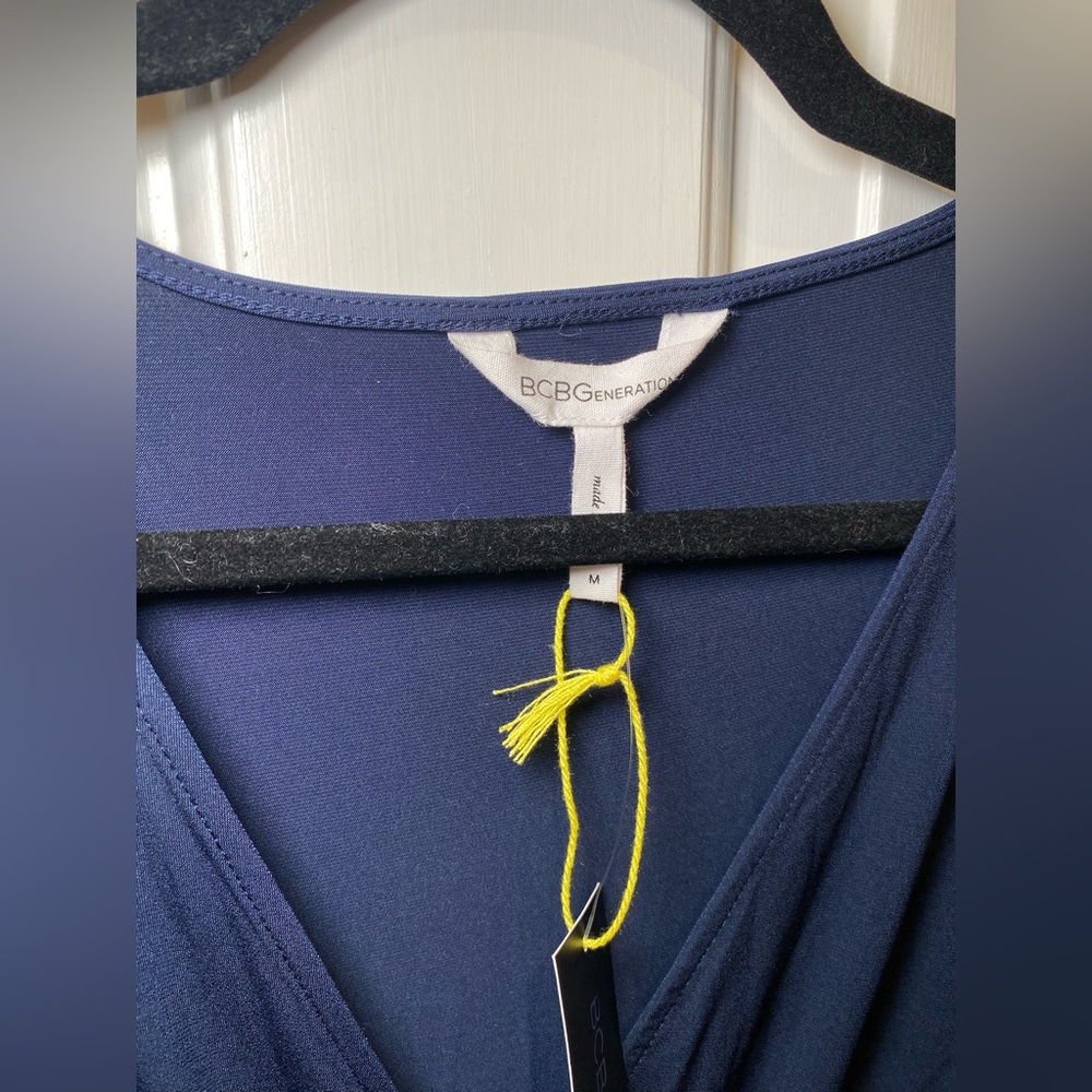 BCBGeneration Deep Blue Mesh Long Sleeve Jumpsuit size M New with Tag - Picture 5 of 9